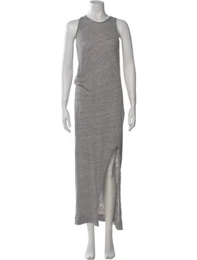 Pre-owned By Malene Birger Linen Long Dress In Gray