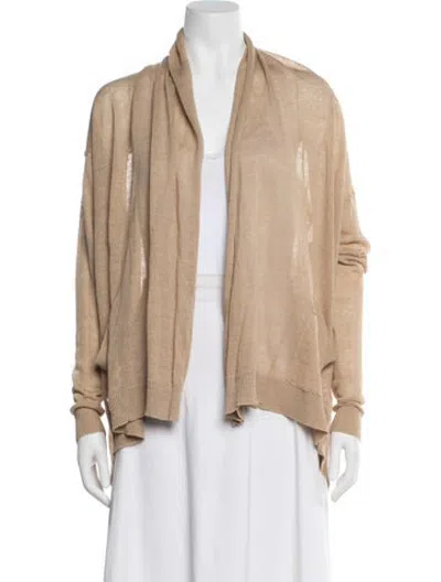 Pre-owned By Malene Birger Linen Open Front Sweater In Neutrals