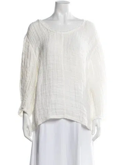 Pre-owned By Malene Birger Linen Scoop Neck Top In Neutral