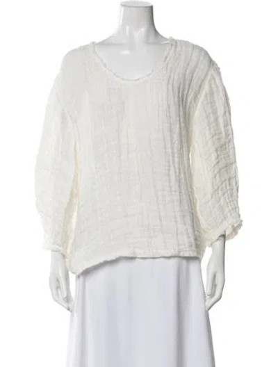 Pre-owned By Malene Birger Linen Scoop Neck Top In Neutrals