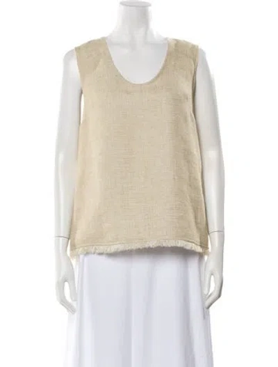 Pre-owned By Malene Birger Linen Scoop Neck Top W/ Tags In Neutral
