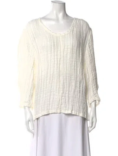 Pre-owned By Malene Birger Linen Scoop Neck Top W/ Tags In Neutral