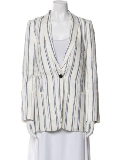 Pre-owned By Malene Birger Linen Striped Blazer In Neutral