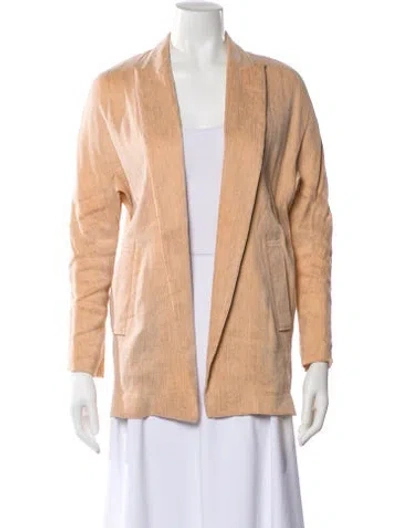 Pre-owned By Malene Birger Linen Striped Blazer In Neutral