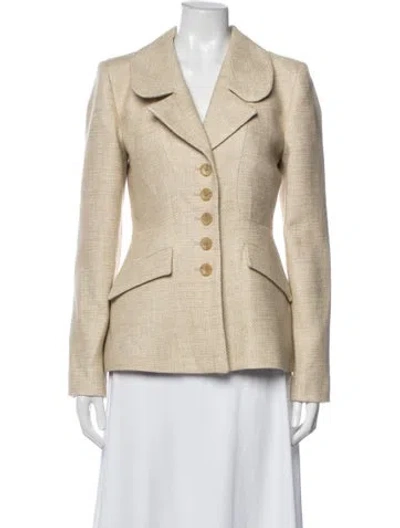 Pre-owned By Malene Birger Linen Tweed Pattern Blazer W/ Tags In Neutrals
