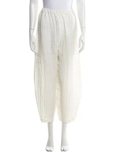 Pre-owned By Malene Birger Linen Wide Leg Pants In Neutral