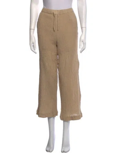 Pre-owned By Malene Birger Linen Wide Leg Pants In Neutrals