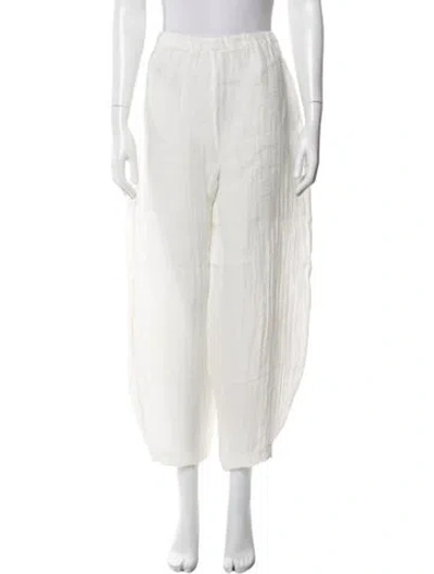 Pre-owned By Malene Birger Linen Wide Leg Pants In White