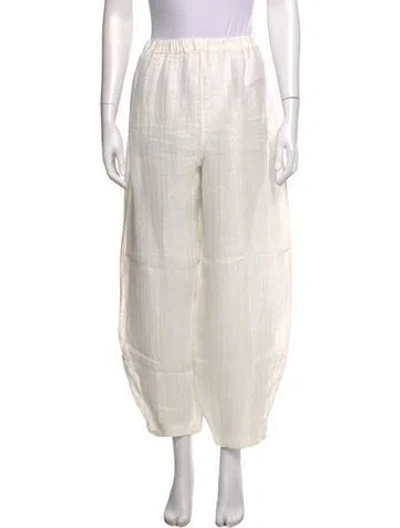 Pre-owned By Malene Birger Linen Wide Leg Pants In White