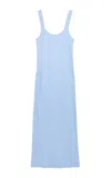 By Malene Birger Lio Ribbed-knit Cotton Maxi Dress In Blue