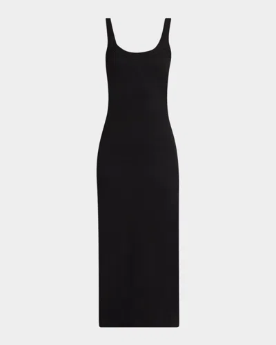 By Malene Birger Lio Ribbed Scoop-neck Midi Dress In Black