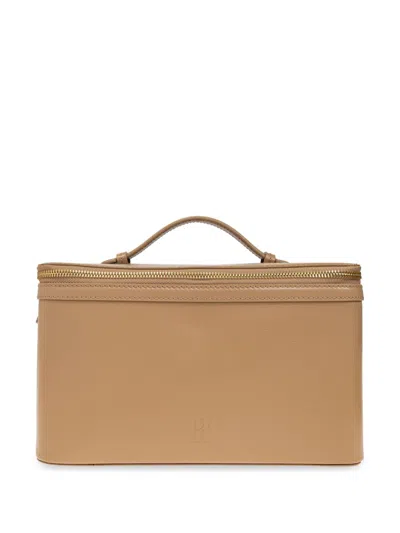 By Malene Birger Logo-embossed Make Up Bag In Brown