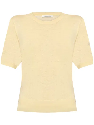 By Malene Birger Logo-embroidery Knitted Top In Neutrals