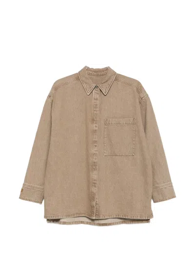 By Malene Birger Logo-embroidered Denim Shirt In Neutral