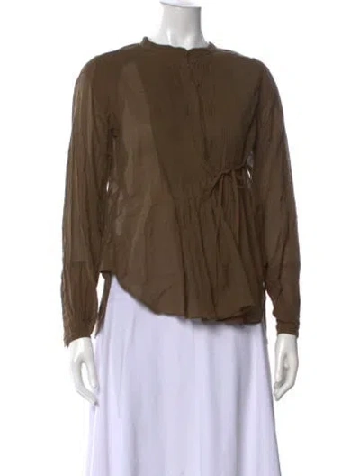 Pre-owned By Malene Birger Long Sleeve Blouse In Brown