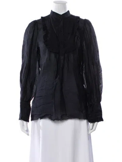 Pre-owned By Malene Birger Long Sleeve Blouse In Gray