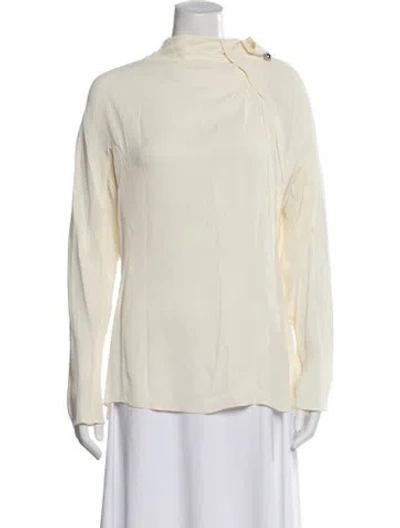 Pre-owned By Malene Birger Long Sleeve Blouse In Neutral