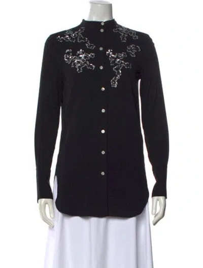 Pre-owned By Malene Birger Long Sleeve Button-up Top In Black