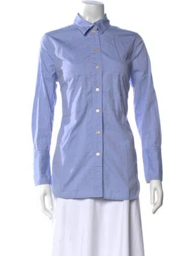 Pre-owned By Malene Birger Long Sleeve Button-up Top In Blue