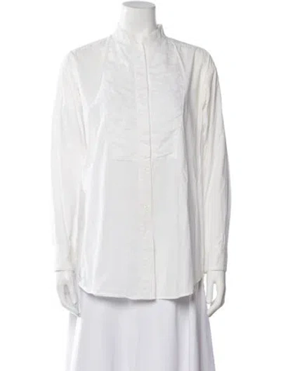 Pre-owned By Malene Birger Long Sleeve Button-up Top In Neutral