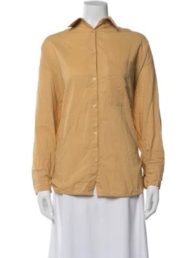 Pre-owned By Malene Birger Long Sleeve Button-up Top In Neutral