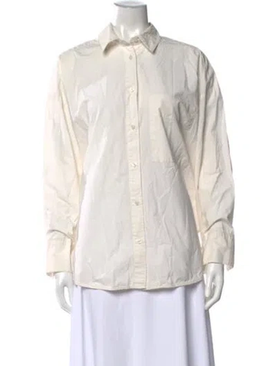 Pre-owned By Malene Birger Long Sleeve Button-up Top In Neutrals
