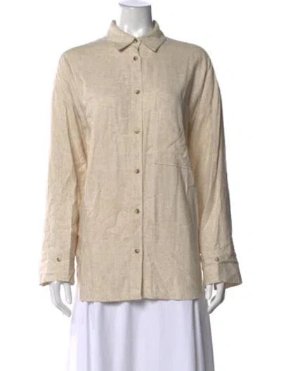 Pre-owned By Malene Birger Long Sleeve Button-up Top In Neutrals
