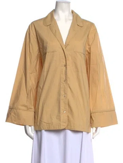 Pre-owned By Malene Birger Long Sleeve Button-up Top In Neutrals