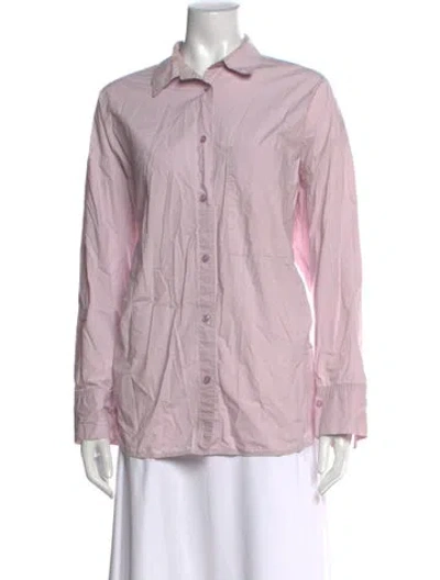 Pre-owned By Malene Birger Long Sleeve Button-up Top In Pink