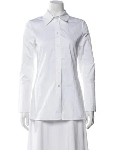 Pre-owned By Malene Birger Long Sleeve Button-up Top In White