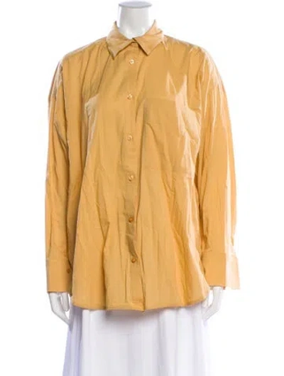 Pre-owned By Malene Birger Long Sleeve Button-up Top In Yellow