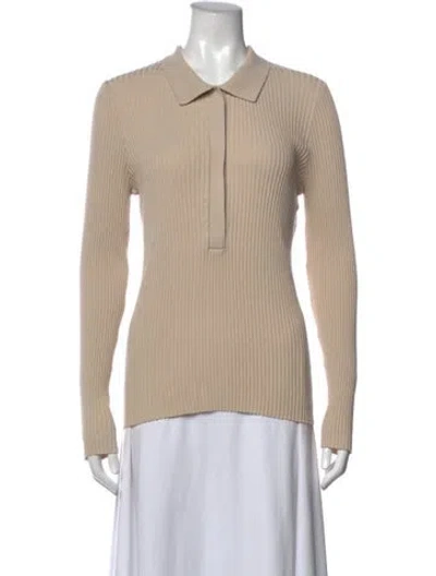 Pre-owned By Malene Birger Long Sleeve Polo In Neutrals