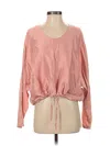 By Malene Birger Long Sleeve Silk Top Pink Boatneck Tops In Pink