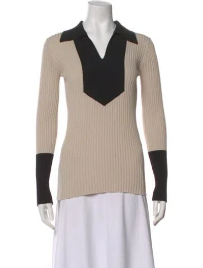 Pre-owned By Malene Birger Long Sleeve Top In Neutrals