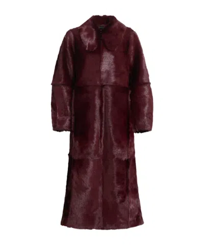 By Malene Birger Rafaia Shearling Calf Coat In Burgundy
