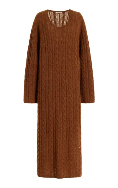 By Malene Birger Lovella Chunky Cable-knit Maxi Dress In Brown