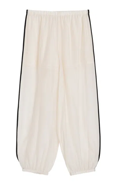 By Malene Birger Lumas Cotton-silk Trousers In Off-white