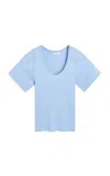 By Malene Birger Lunai Ribbed-knit Organic Cotton T-shirt In Blue