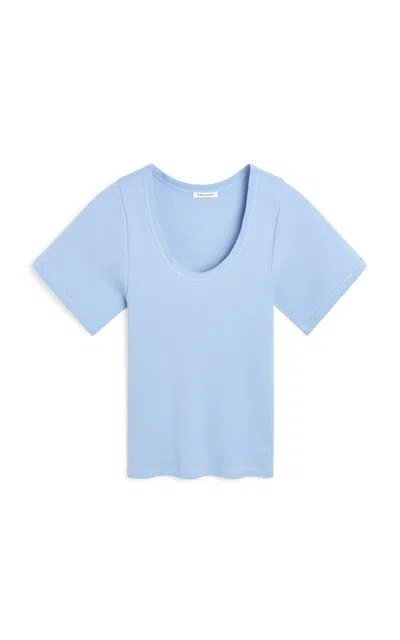 By Malene Birger Lunai Ribbed-knit Organic Cotton T-shirt In Blue
