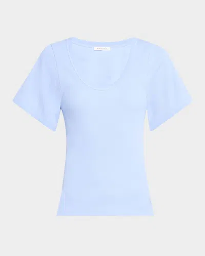 By Malene Birger Lunai Ribbed Stretch Organic Cotton T-shirt In Blue Iris