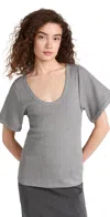 By Malene Birger Lunai Ribbed T-shirt In Grey Melange