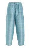 By Malene Birger Lyria Mid-rise Silk Wide-leg Pants In Blue