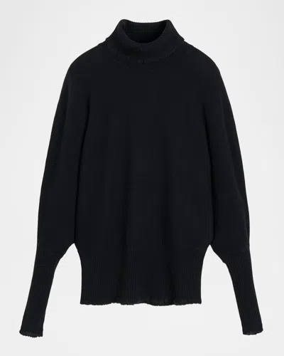By Malene Birger Magosa Turtleneck Raw-edged Sweater In Black
