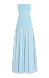 By Malene Birger Marc Strapless Cotton Midi Dress In Blue