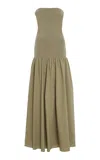 By Malene Birger Marc Strapless Cotton Midi Dress In Green