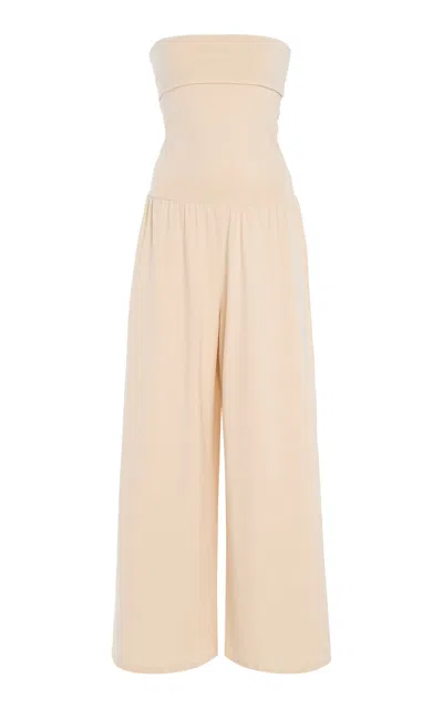 By Malene Birger Marcel Strapless Stretch-cotton Jumpsuit In Neutral