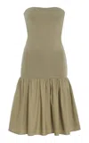 By Malene Birger Marcia Strapless Cotton Mini Dress In Green