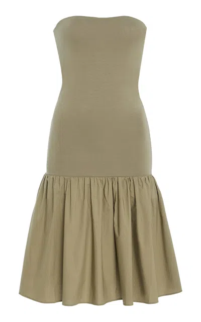 By Malene Birger Marcia Strapless Cotton Mini Dress In Green