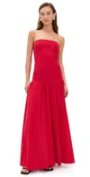 By Malene Birger Marciella Strapless Stretch-cotton Maxi Dress In Red