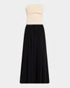 By Malene Birger Marciella Strapless Two-tone Maxi Dress In Blackoyster Gray